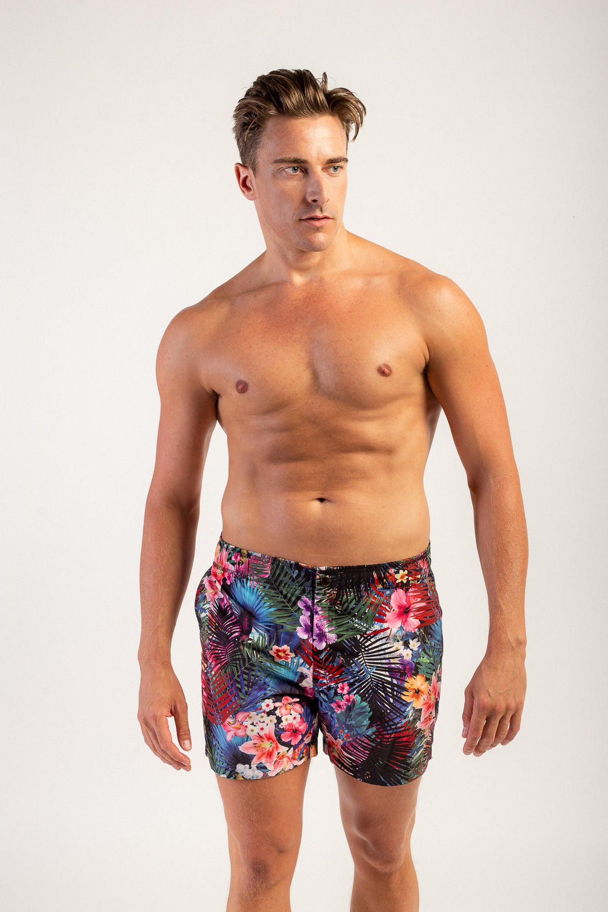 Tropical Block Party Men's Swim Shorts – samesameapparel